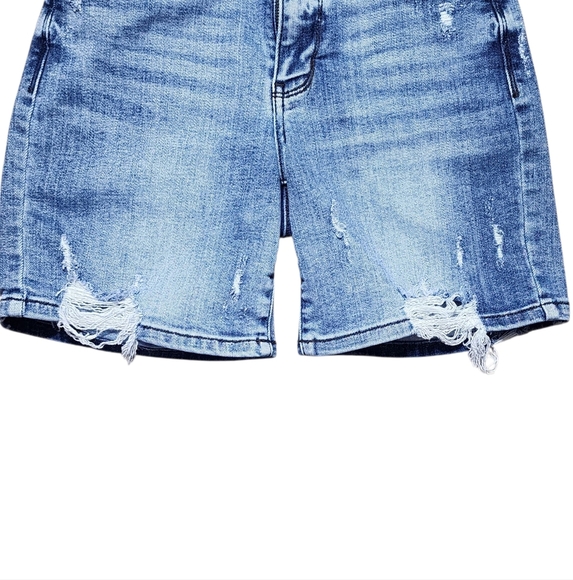 Judy Blue Distressed Bermuda Denim Shorts Womens Small - Picture 6 of 9